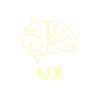 Cérebro estilizado e logotipo UX